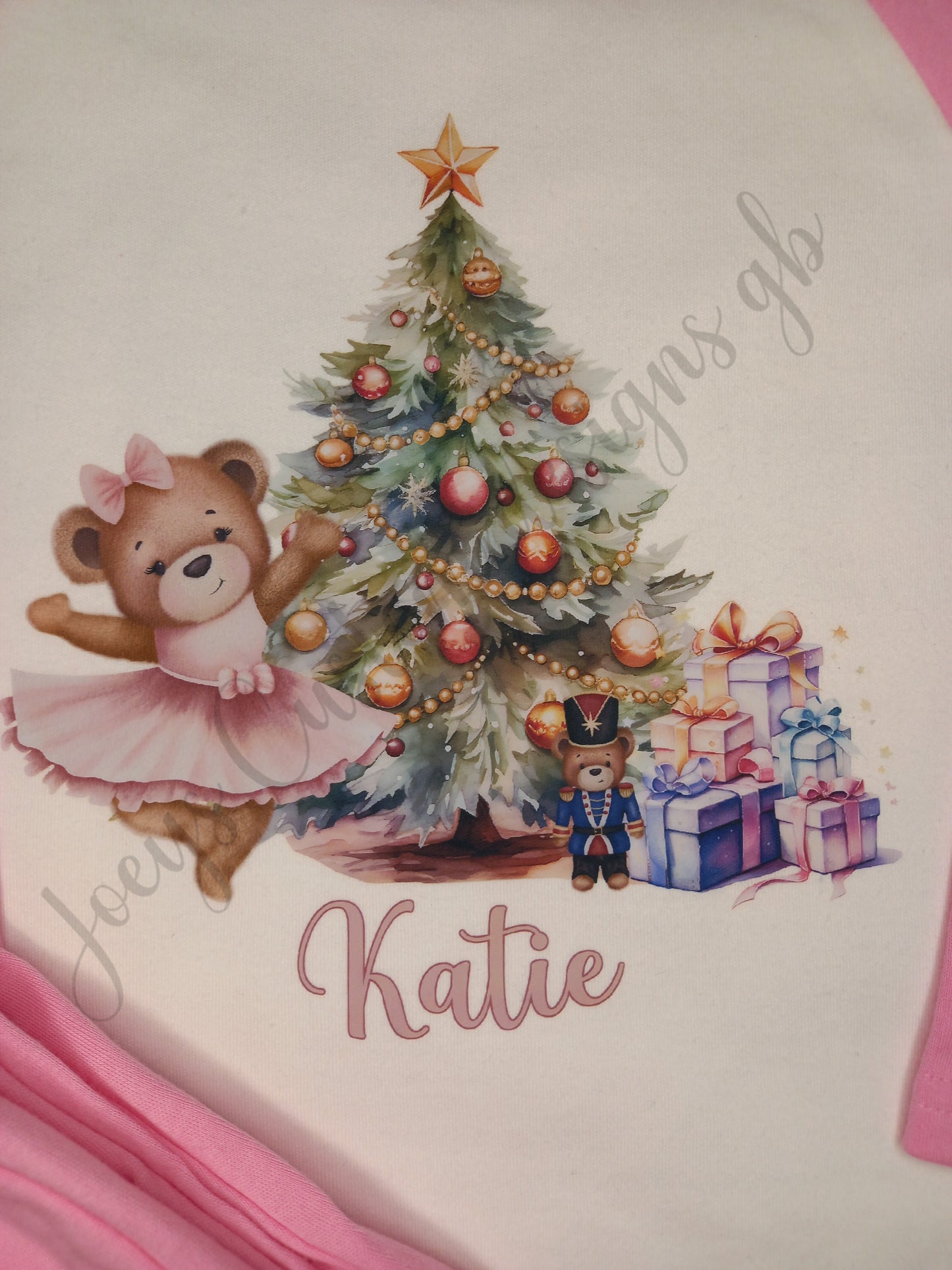 Children's personalised Christmas pyjamas, Ballerina pjs, Xmas pyjamas, kids festive pjs