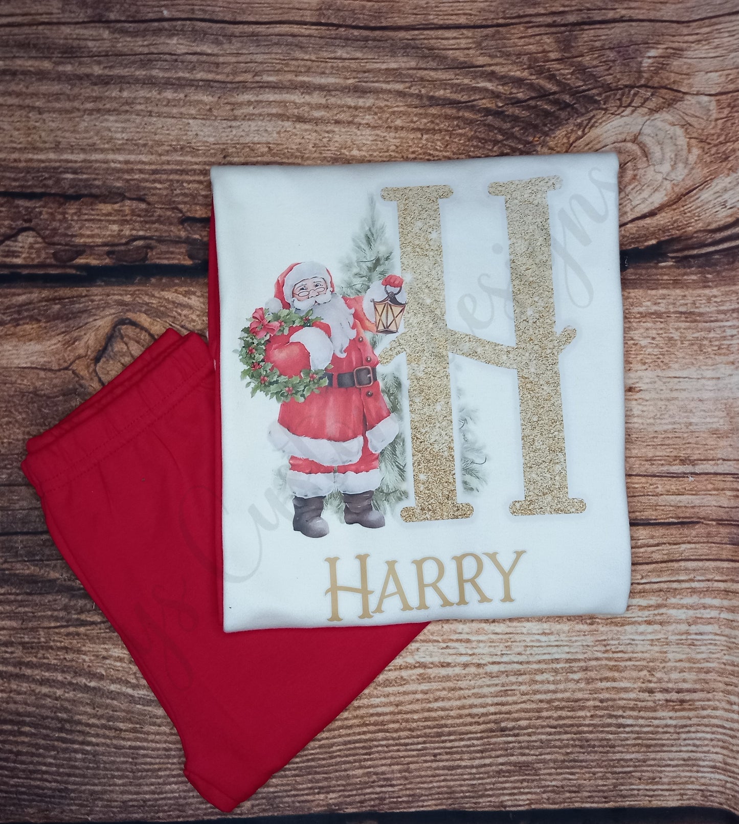 Childrens personalised Christmas pyjamas, kids Santa pjs, festive nightwear