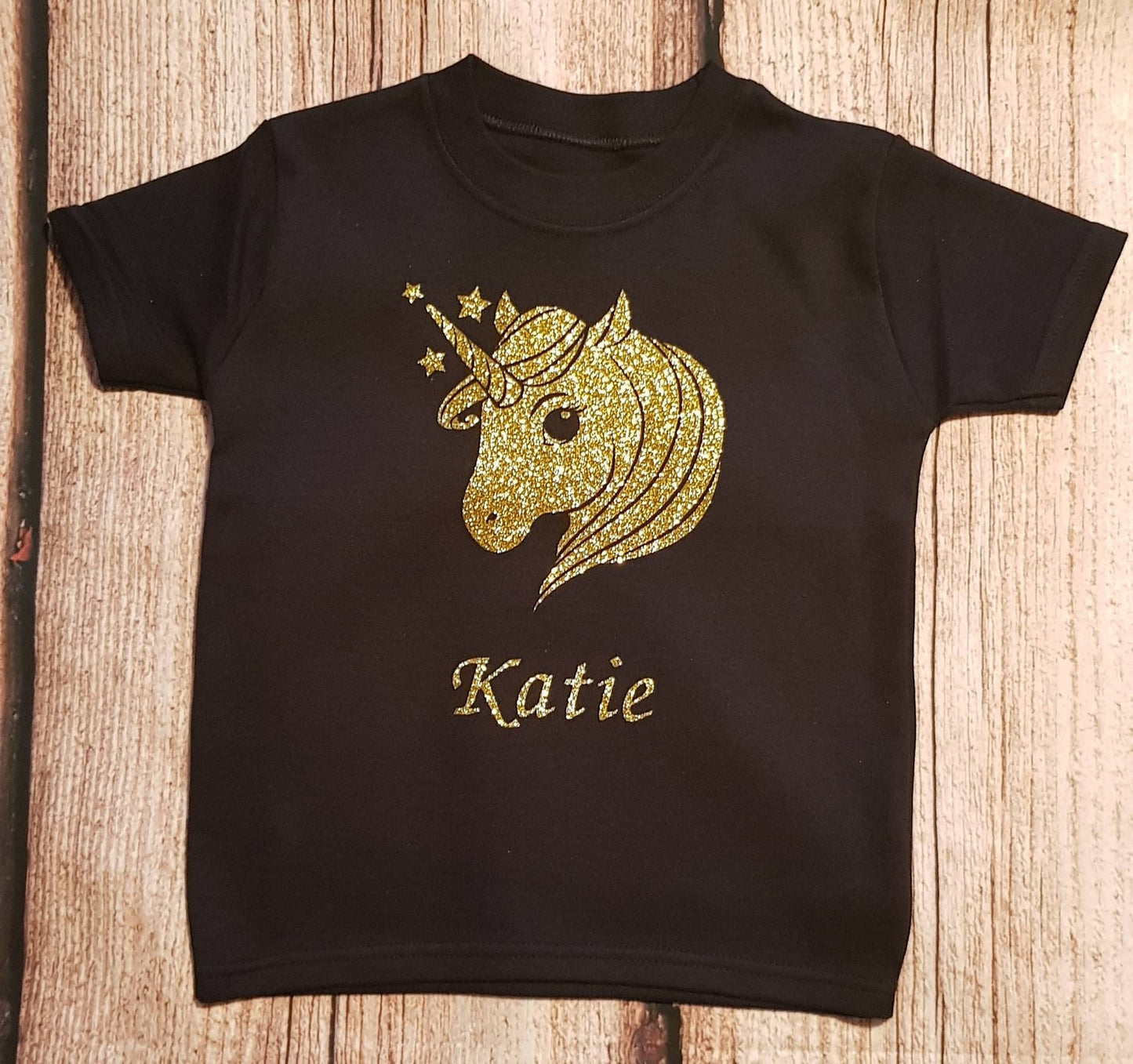 Children's unicorn tshirt, kids glitter unicorn top, child's personalised shirt, Personalised gift