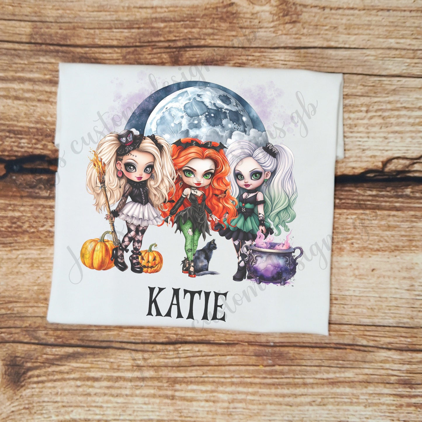 Childrens personalised Halloween tshirt, kids Halloween top, Girls Halloween tee, witchy Halloween tee, childs halloween clothing