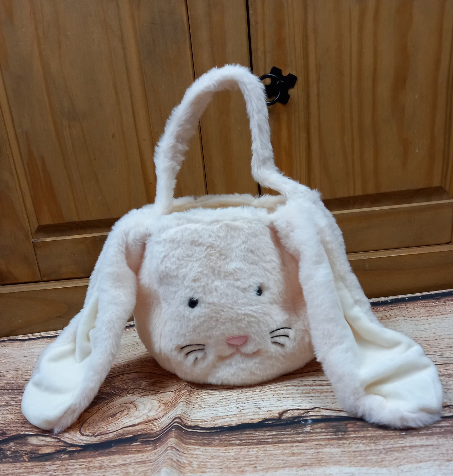 Personalised Easter Basket, Rabbit bag, Easter egg hunt accessory, Character basket, plush fabric rabbit, Personalised gift
