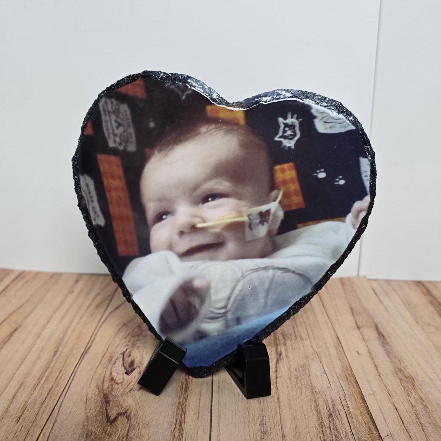 Photo slate, glossy heart rock slate, personalised gift, Mothers day, Christmas present, Fathers Day, Valentines, Wedding, home decor
