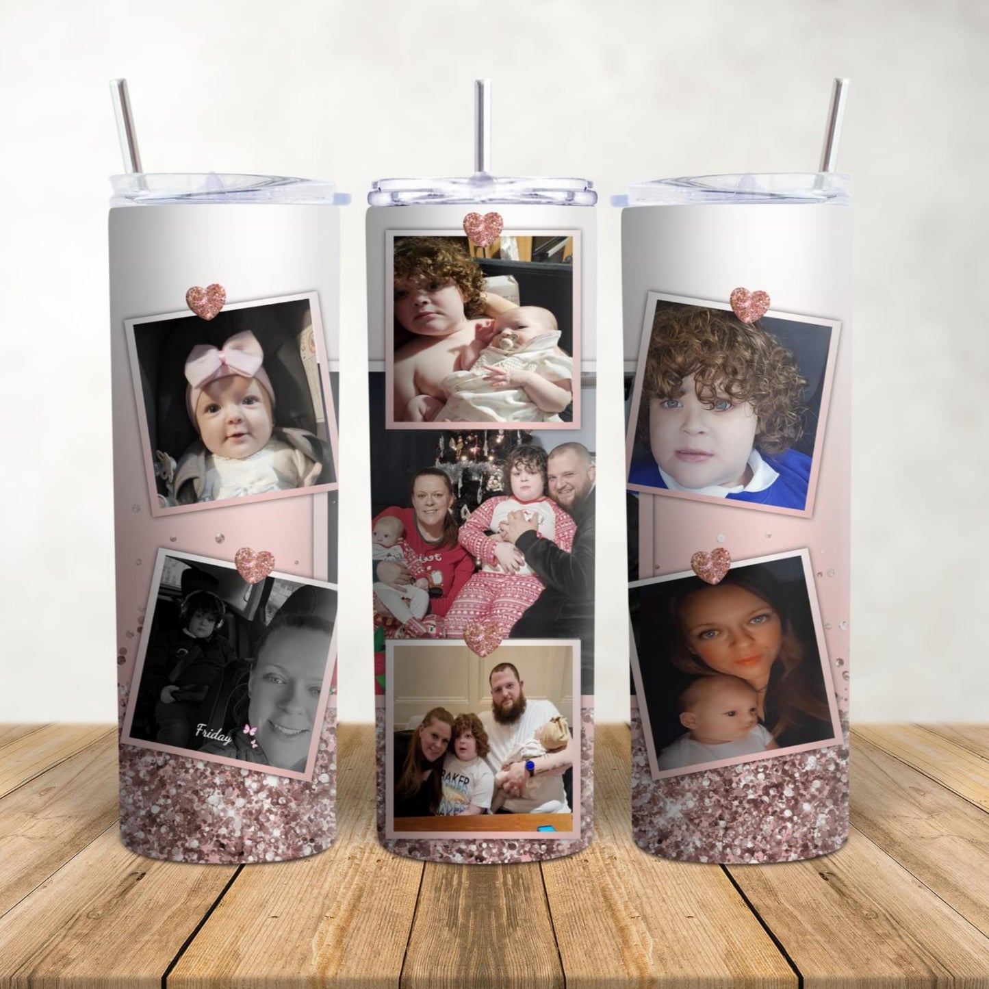 20 oz stainless steel photo tumbler, Personalised, drinkware, hot and cold drinking cup with metal straw, gift for her, mothers day present