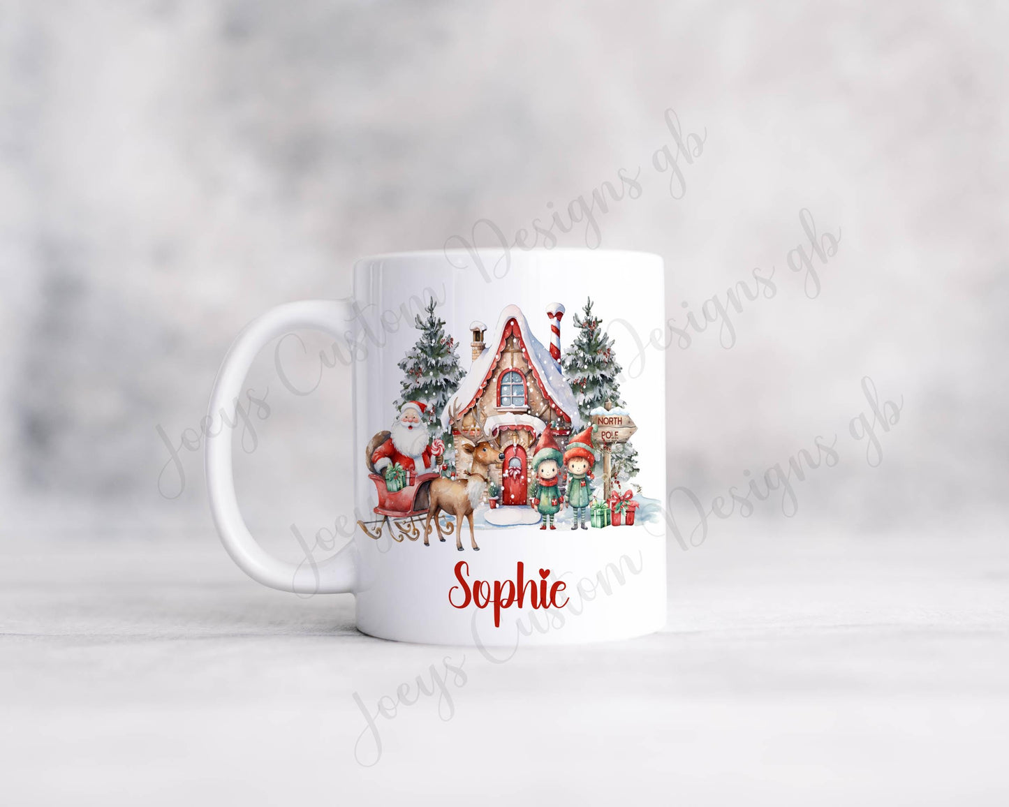 Personalised Christmas mug, Santa and his elves cup, Festive drinkware, 11 oz mug, Ceramic cup, plastic mug, kids drinking cup, xmas gift