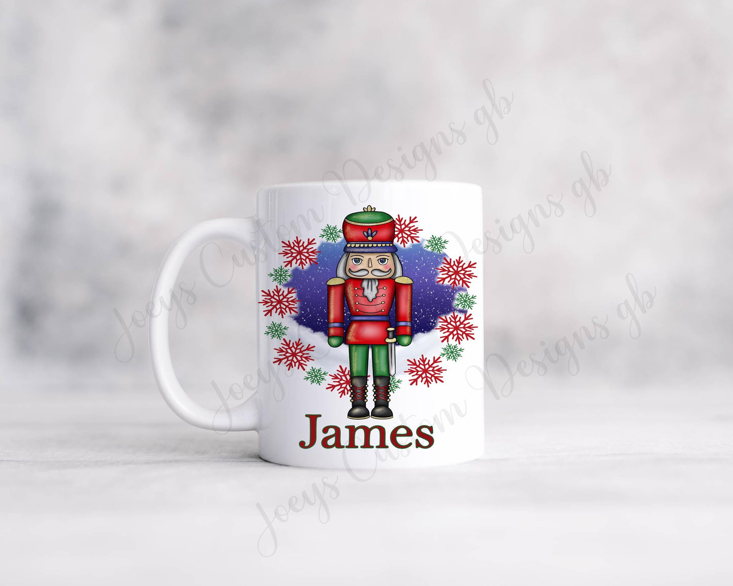 Personalised Christmas mug, Nutcracker cup, Festive drinkware, Ceramic mug, 11 oz mug, Polymer plastic drinking cup, Xmas gift