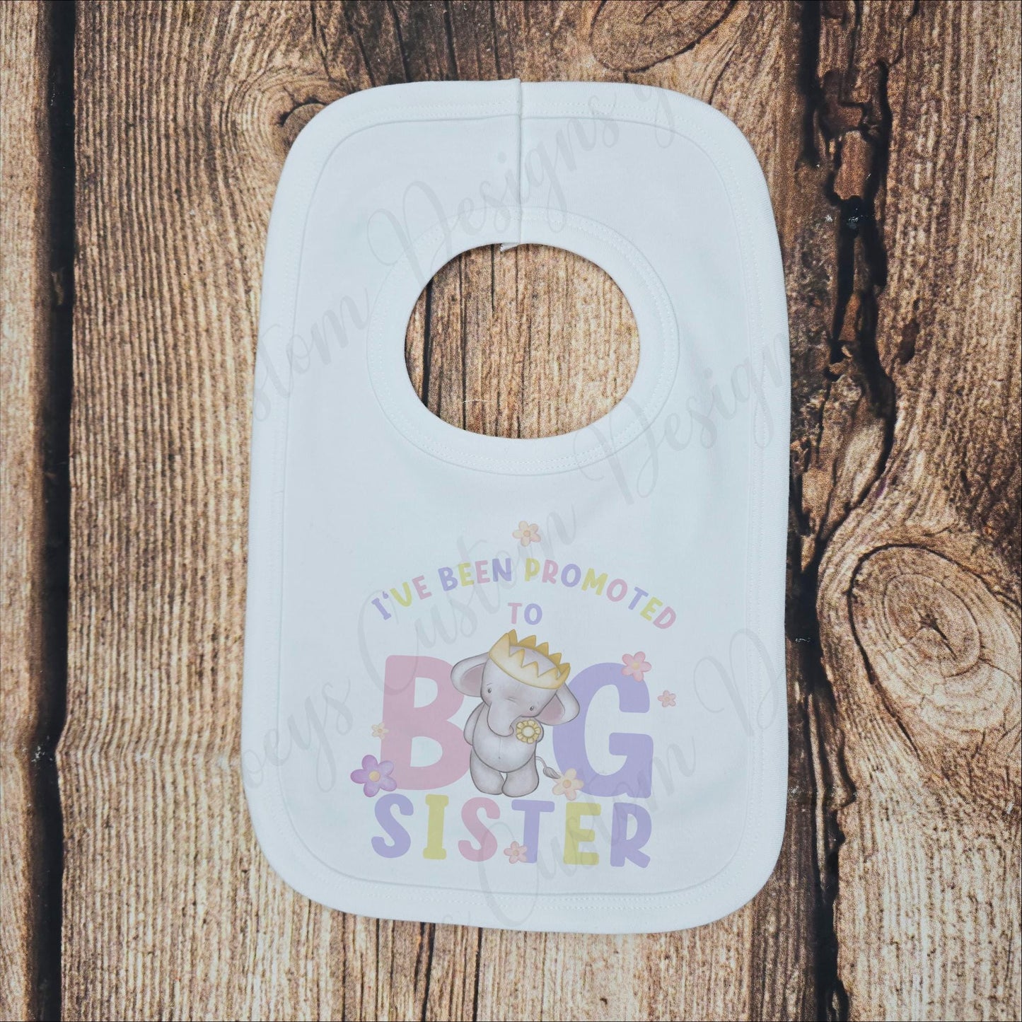 Big sister bib, elephant polyester burp cloth, pregnancy announcement, baby feeding accessories