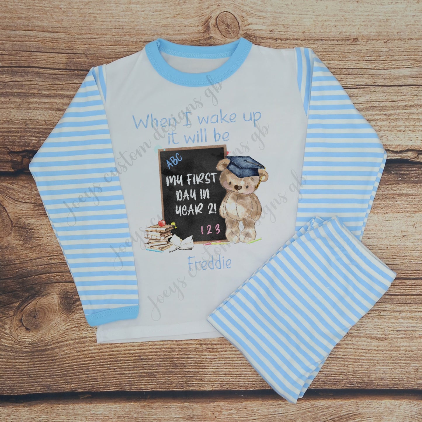 Children's personalised first day of school pjs, kids back to school pjs