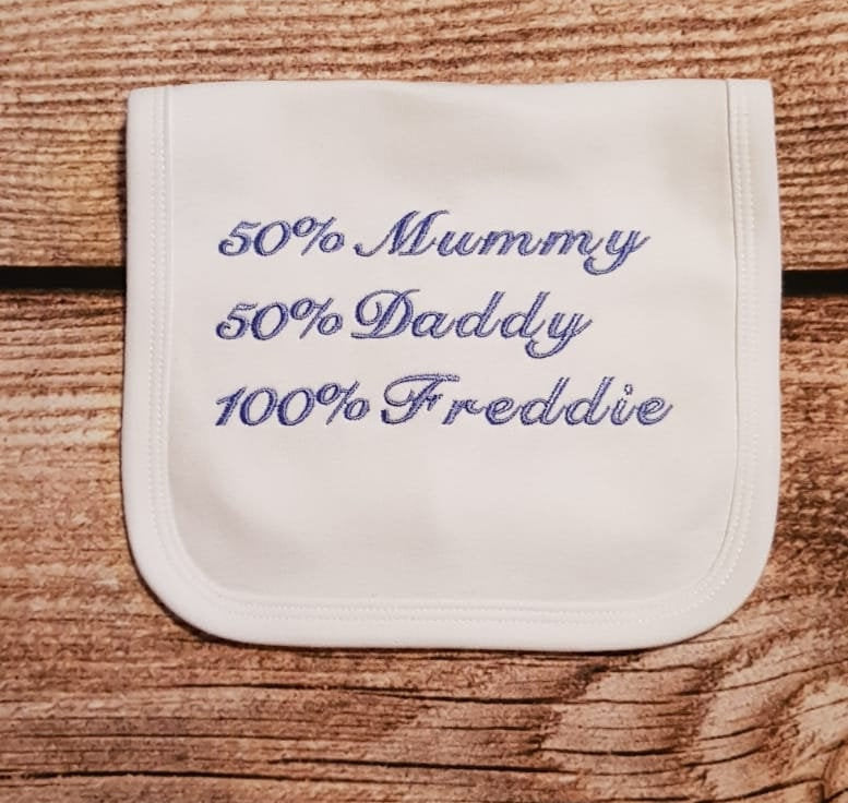 personalised baby bib, embroidered baby bib
