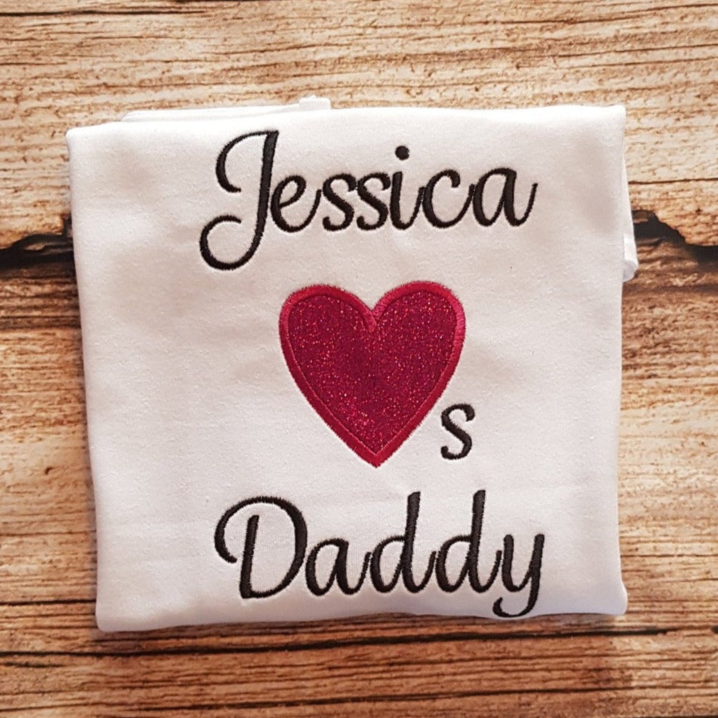 Childrens personalised fathers day tshirt, Love Daddy embroidered shirt