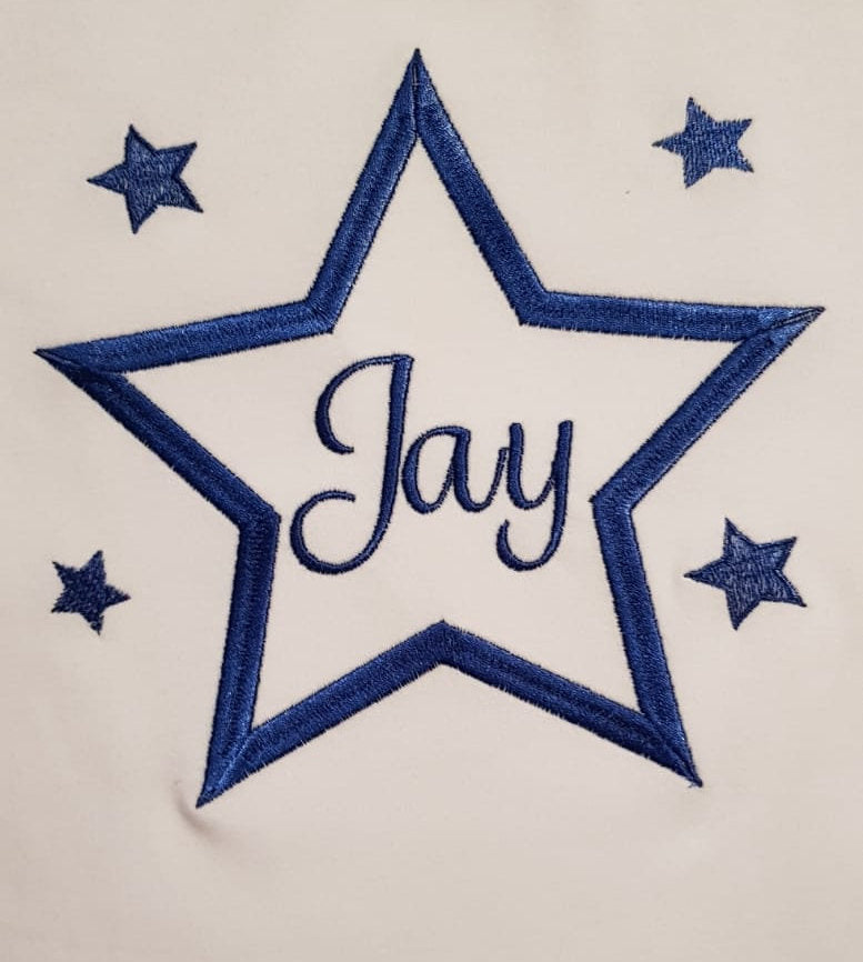 childrens embroidered star tshirt with name or initials in the middle