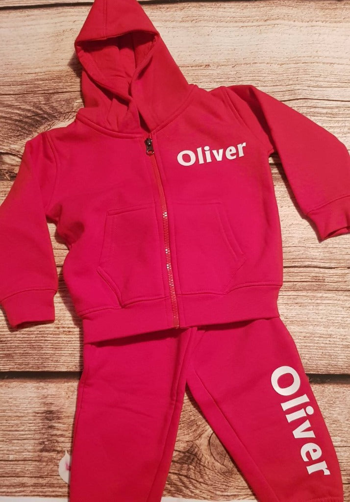 Childrens personalised tracksuit, Kids sportswear, Childs hoody and jogging bottoms set