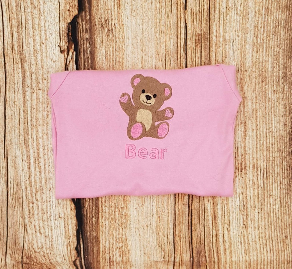 Personalised teddy bear baby grow, new baby gift
