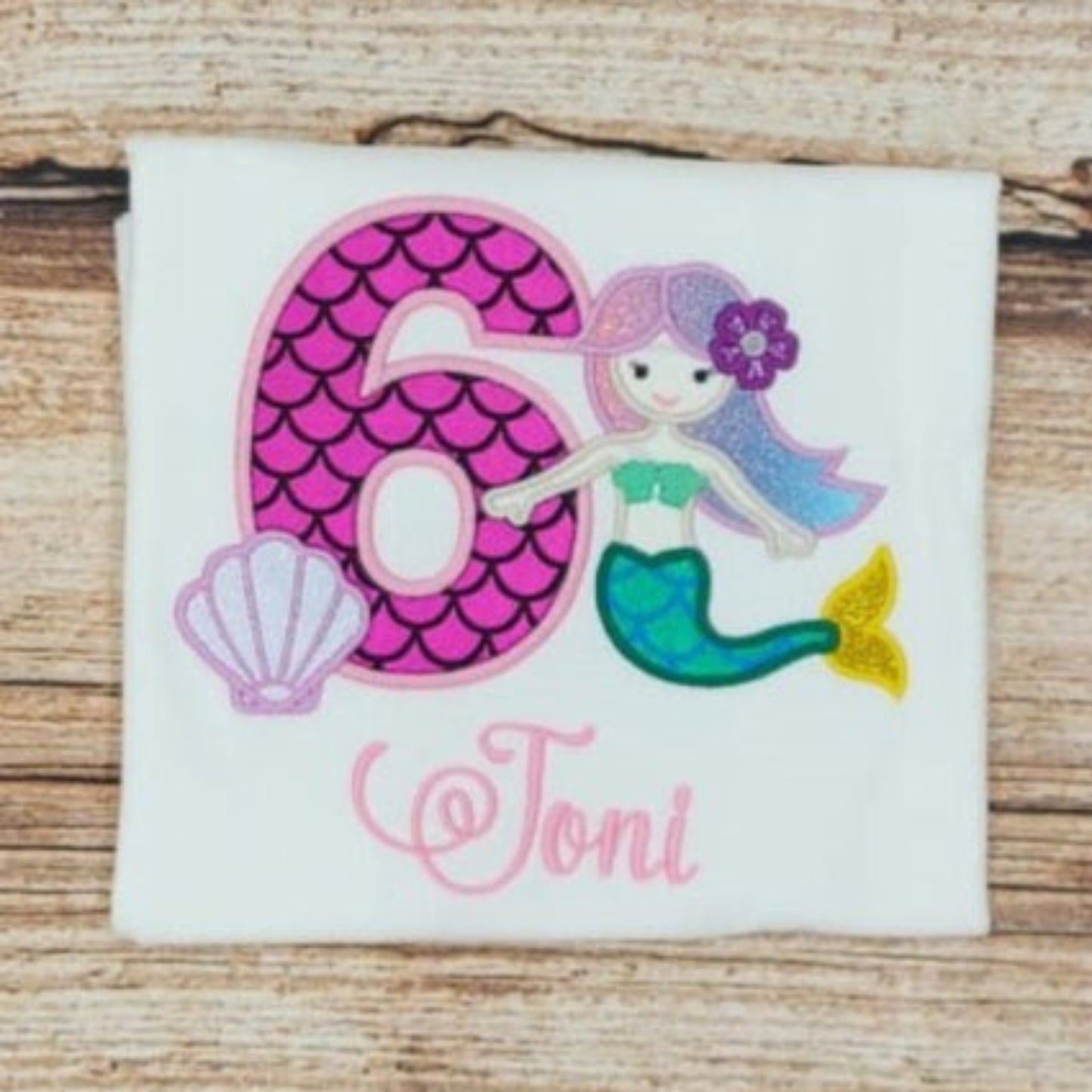 Childrens personalised birthday tshirt, mermaid birthday shirt, Childs embroidered birthday tee, Personalised clothing, Personalised gift