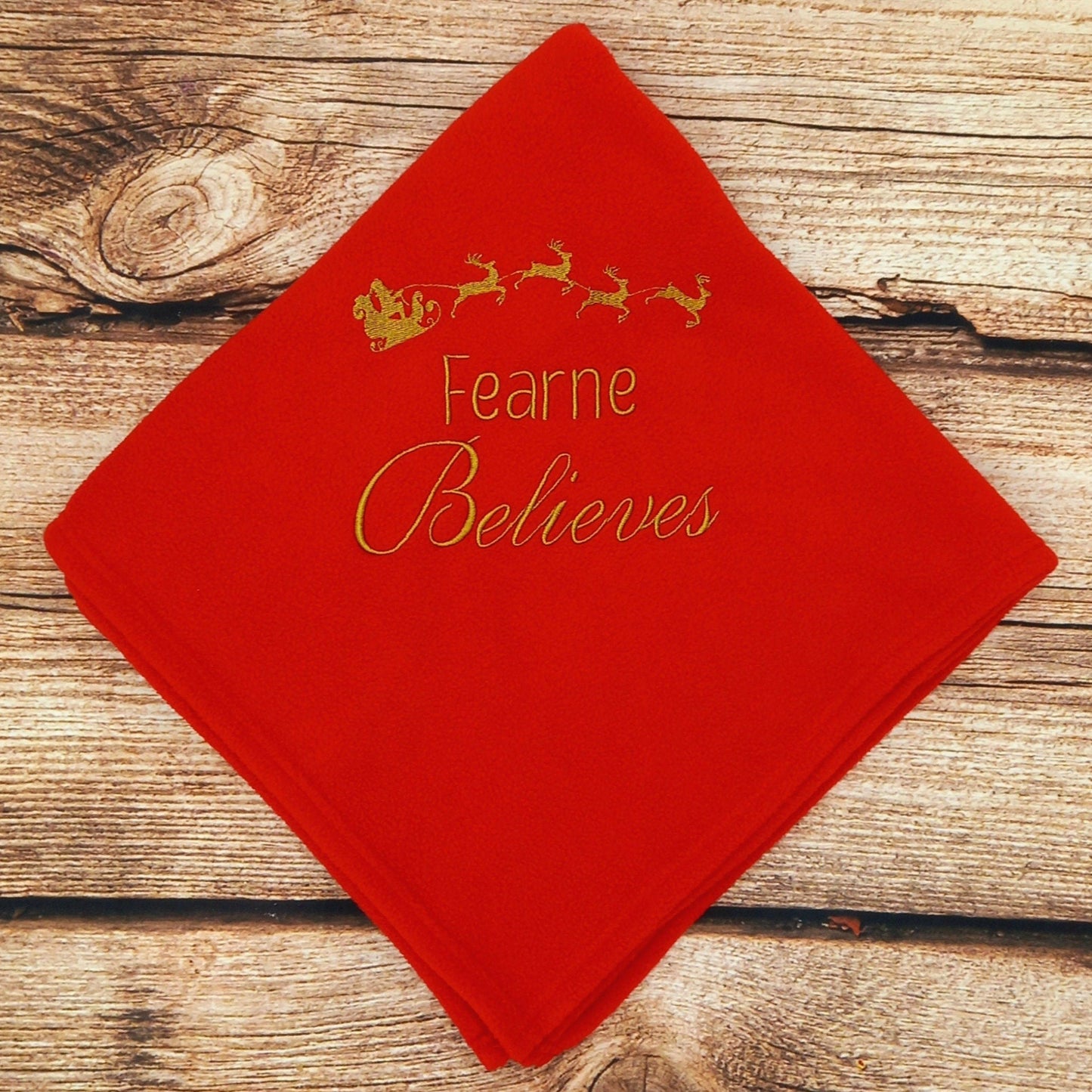 Personalised Christmas blanket, embroidered baby blanket, child's father Christmas shawl, xmas baby gift, believe in santa blanket,