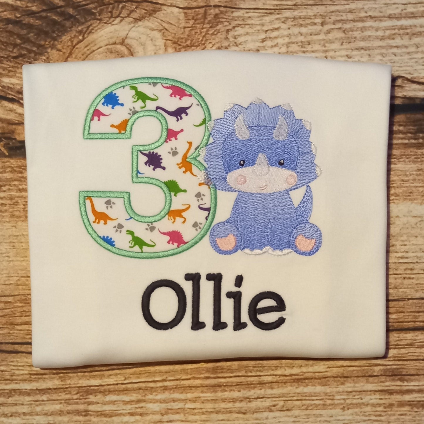 Childrens personalised birthday tshirt, Childs embroidered dinosaur shirt, kids dino top, childrens clothes, personalised birthday gift