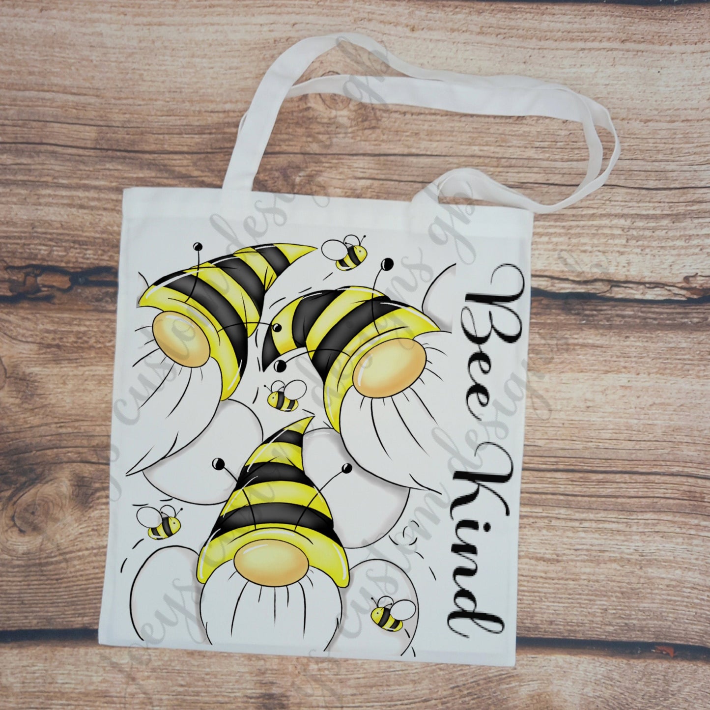 Bee kind tote bag, Bee canvas shopping bag, Bee kind reusable tote, long handled tote, gnome casual bag, polyester beach bag, gift