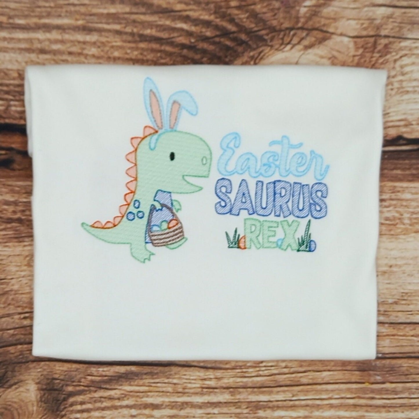 Childrens easter tshirt, Childs dinosaur Easter t-shirt, kids dino tee, childrens sketch embroidery top, eastersaurus rex, Easter gift
