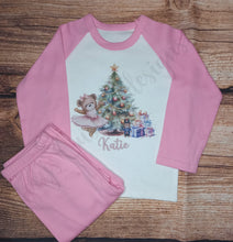 Load image into Gallery viewer, Children&#39;s personalised Christmas pyjamas, Ballerina pjs, Xmas pyjamas, kids festive pjs
