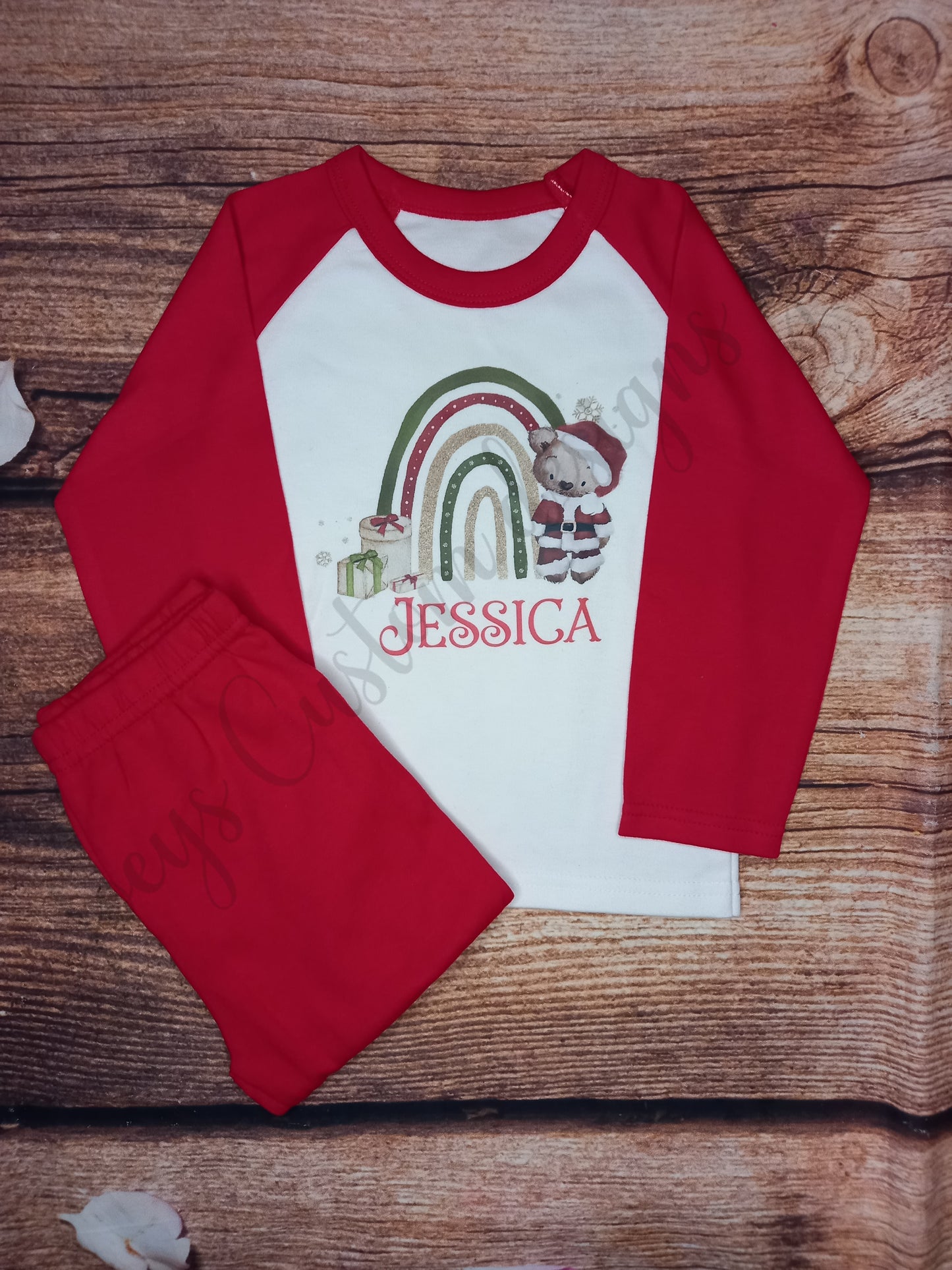 Childrens personalised Christmas pyjamas, Kids festive pjs, Xmas sleepwear