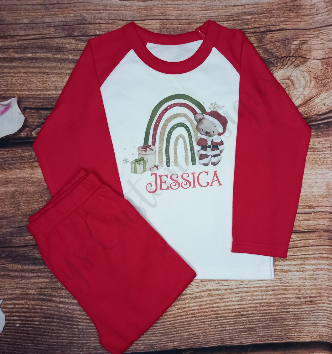 Childrens personalised Christmas pyjamas, Kids festive pjs, Xmas sleepwear