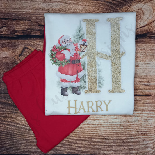 Childrens personalised Christmas pyjamas, kids Santa pjs, festive nightwear