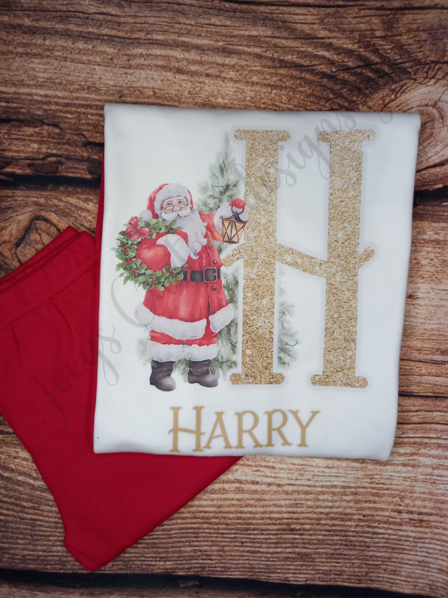 Childrens personalised Christmas pyjamas, kids Santa pjs, festive nightwear