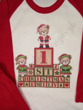 Load image into Gallery viewer, Baby&#39;s first Christmas personalised pyjamas, 1st Christmas pjs,
