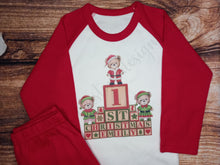 Load image into Gallery viewer, Baby&#39;s first Christmas personalised pyjamas, 1st Christmas pjs,
