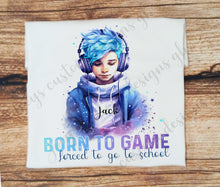 Load image into Gallery viewer, Born to game forced to go to school tshirt, boys gaming shirt
