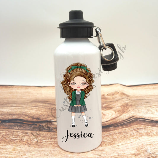 Personalised drinks bottle, school girl water bottle, customisable aluminium sports bottle, drinkware, school/nursery accessories