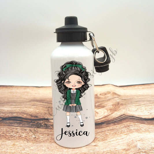 Personalised drinks bottle, school girl water bottle, customisable aluminium sports bottle, drinkware, school/nursery accessories