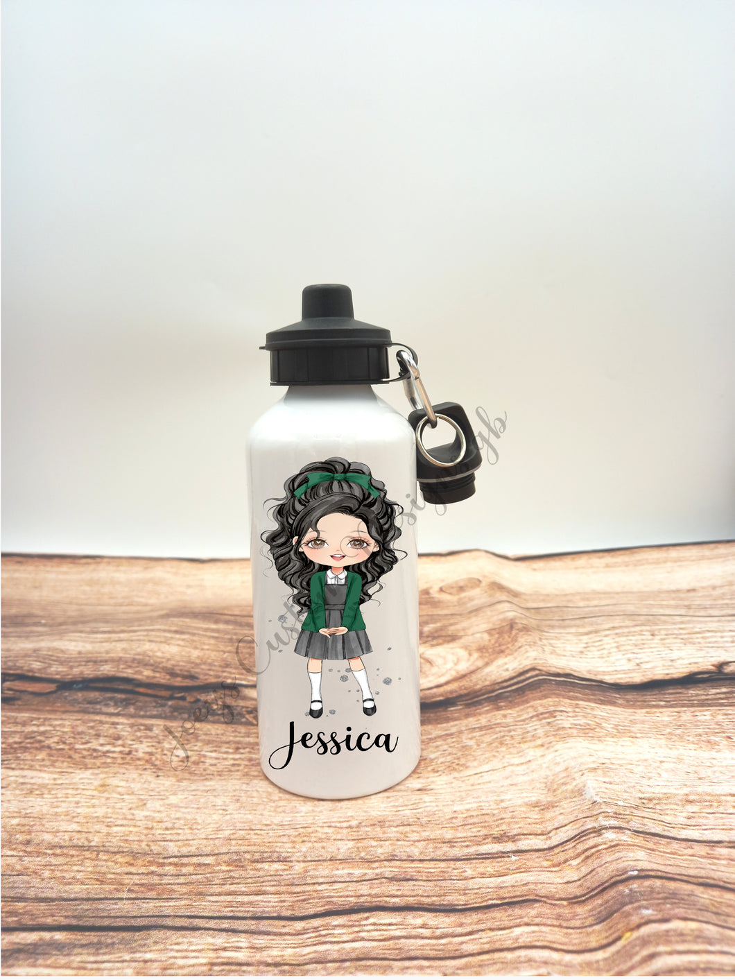 Personalised drinks bottle, school girl water bottle, customisable aluminium sports bottle, drinkware, school/nursery accessories