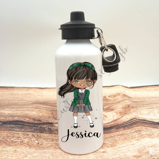 Personalised drinks bottle, school girl water bottle, customisable aluminium sports bottle, drinkware, school/nursery accessories
