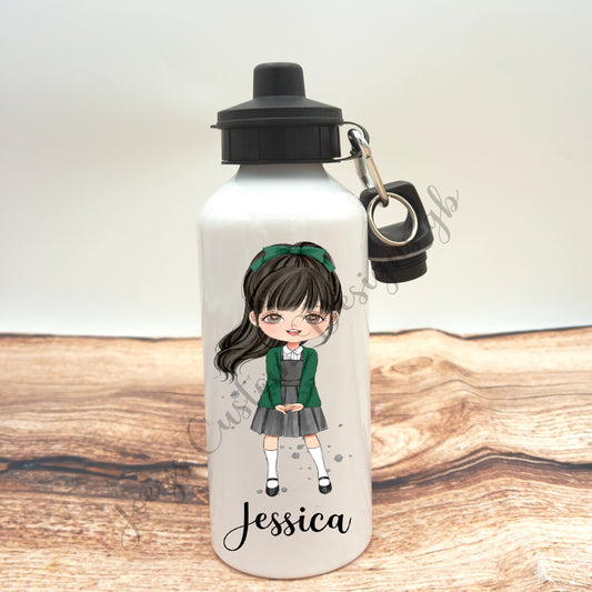 Personalised drinks bottle, school girl water bottle, customisable aluminium sports bottle, drinkware, school/nursery accessories