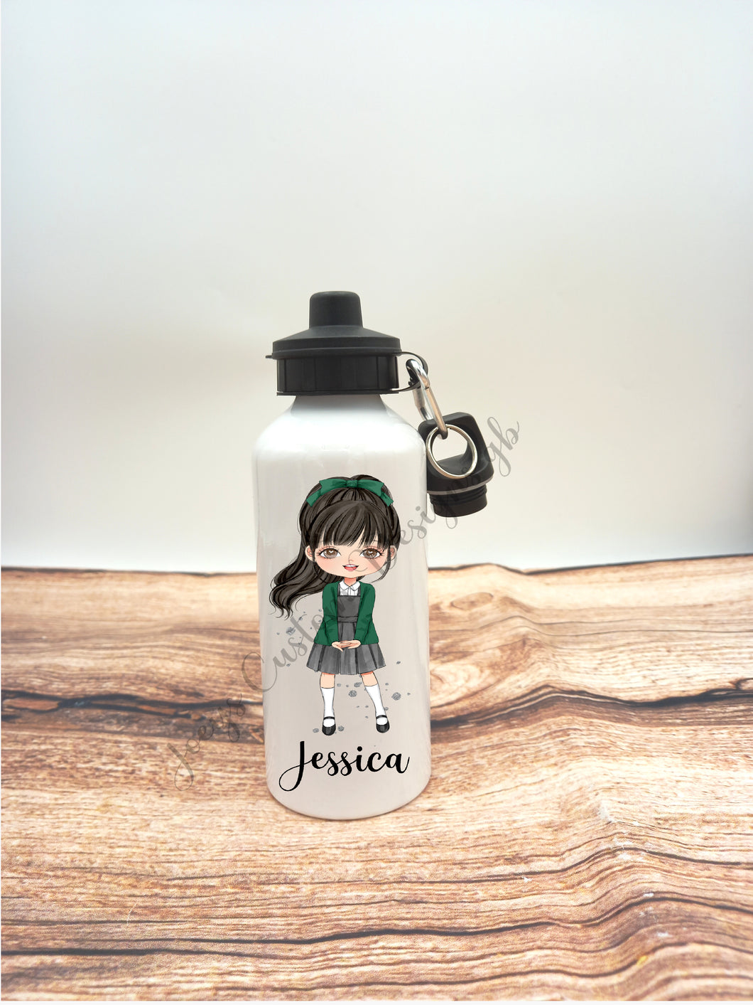 Personalised drinks bottle, school girl water bottle, customisable aluminium sports bottle, drinkware, school/nursery accessories