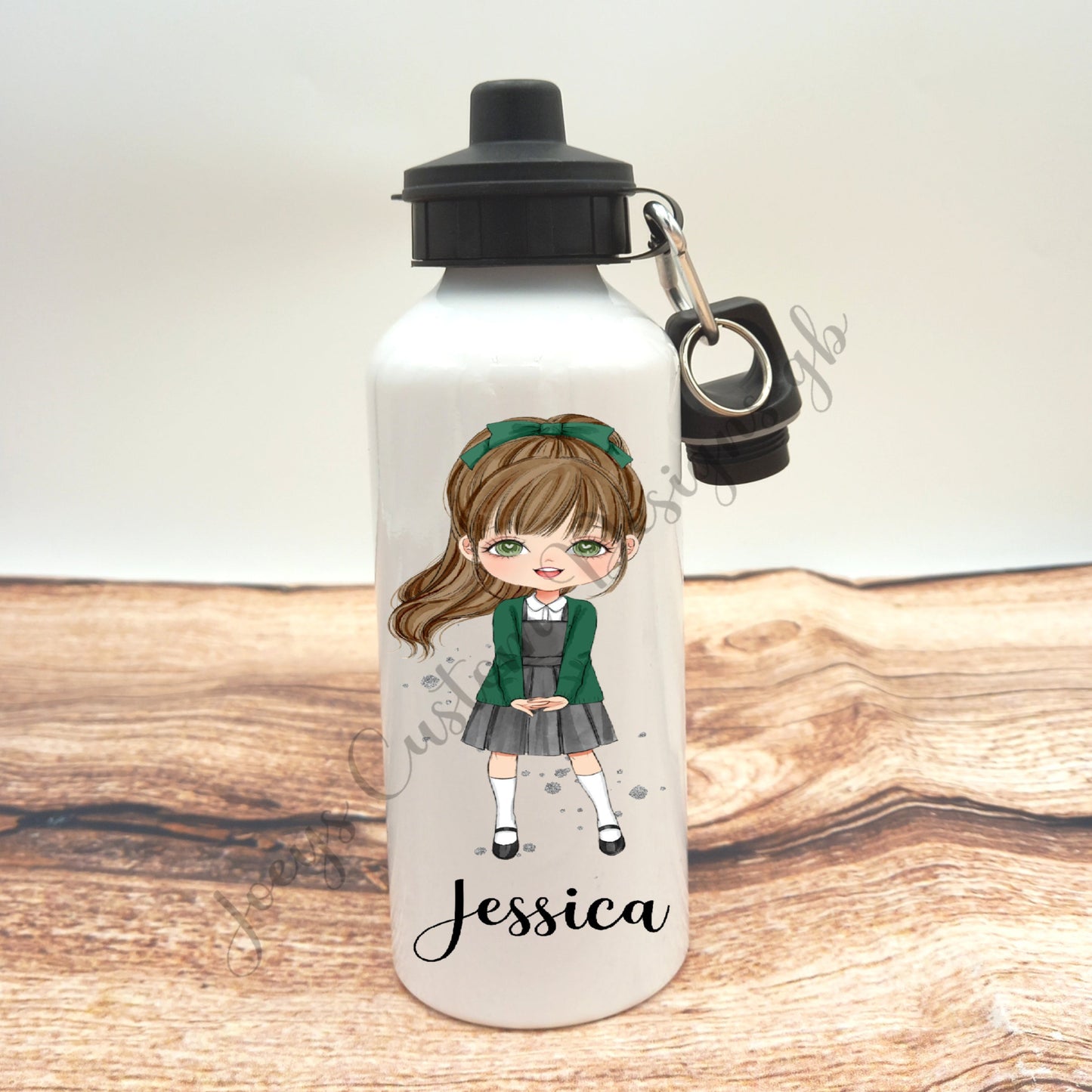 Personalised drinks bottle, school girl water bottle, customisable aluminium sports bottle, drinkware, school/nursery accessories
