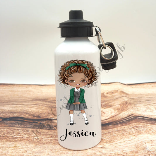 Personalised drinks bottle, school girl water bottle, customisable aluminium sports bottle, drinkware, school/nursery accessories