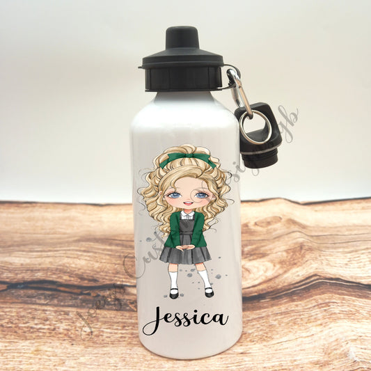 Personalised drinks bottle, school girl water bottle, customisable aluminium sports bottle, drinkware, school/nursery accessories