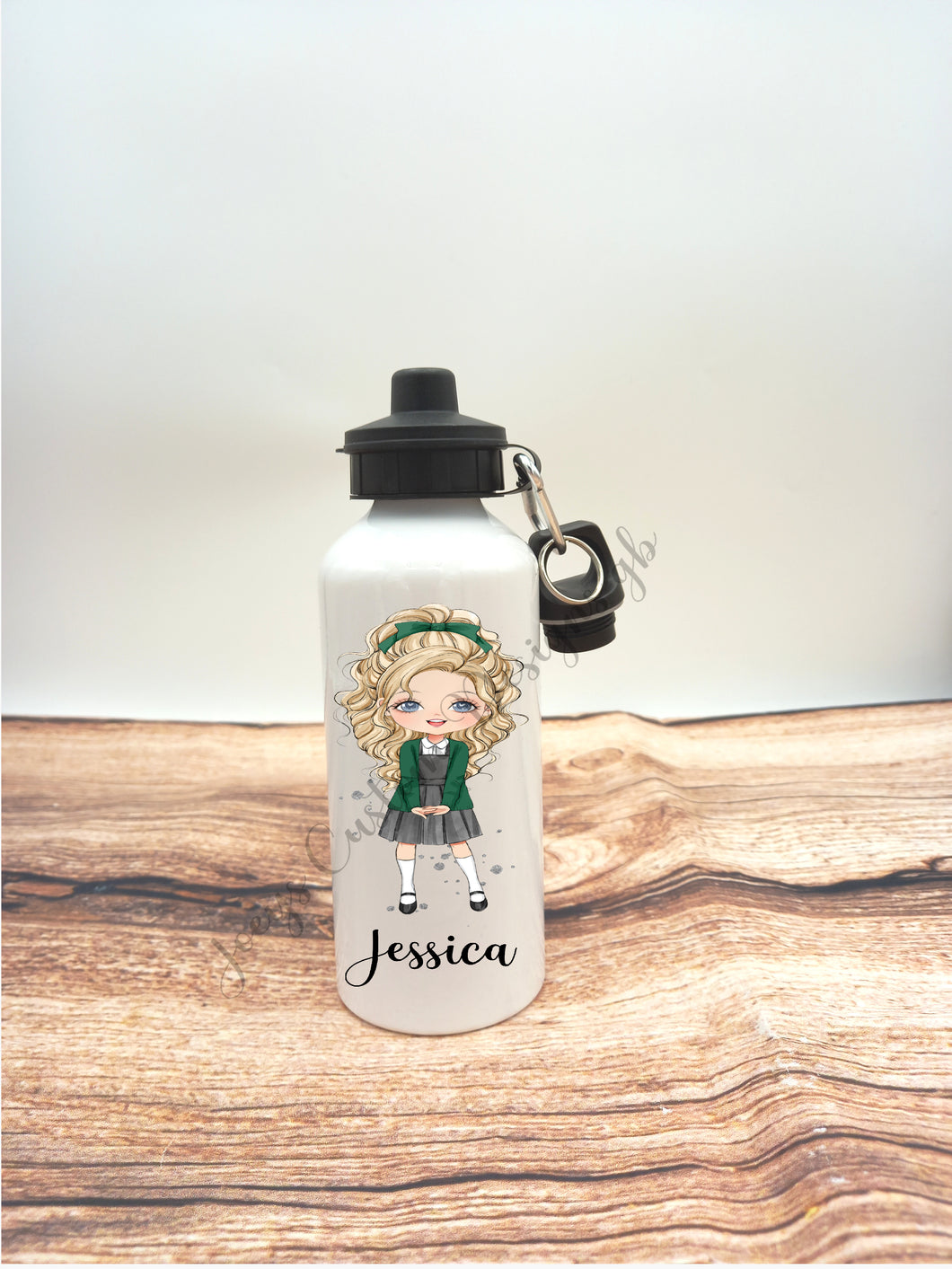 Personalised drinks bottle, school girl water bottle, customisable aluminium sports bottle, drinkware, school/nursery accessories