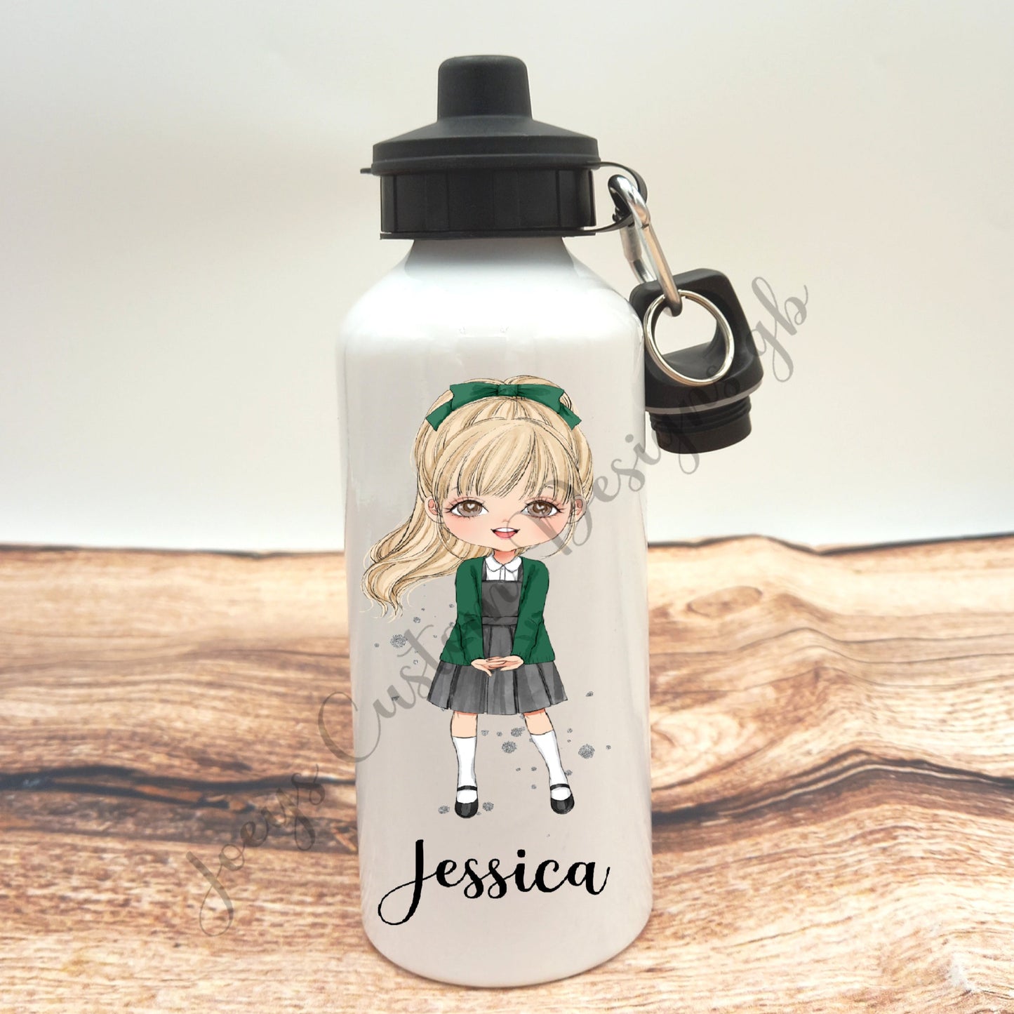 Personalised drinks bottle, school girl water bottle, customisable aluminium sports bottle, drinkware, school/nursery accessories