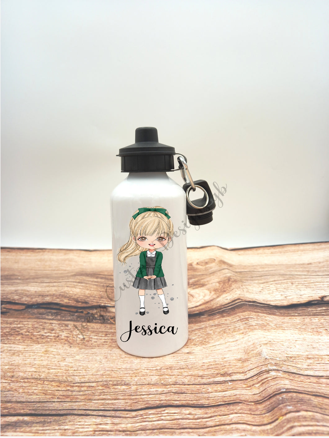 Personalised drinks bottle, school girl water bottle, customisable aluminium sports bottle, drinkware, school/nursery accessories