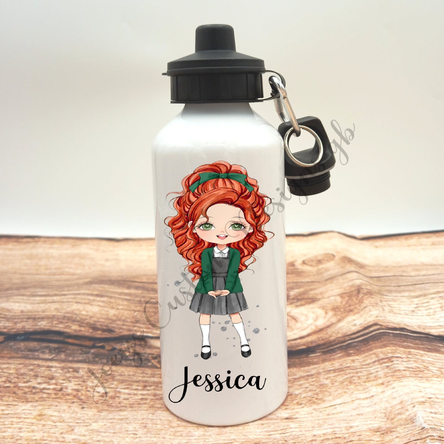 Personalised drinks bottle, school girl water bottle, customisable aluminium sports bottle, drinkware, school/nursery accessories