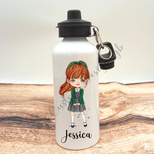 Personalised drinks bottle, school girl water bottle, customisable aluminium sports bottle, drinkware, school/nursery accessories