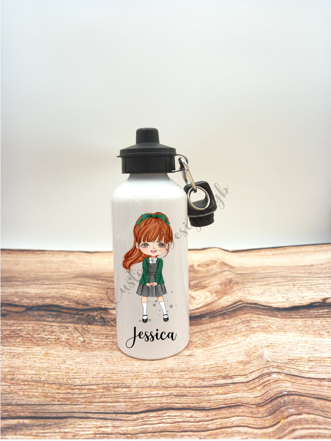 Personalised drinks bottle, school girl water bottle, customisable aluminium sports bottle, drinkware, school/nursery accessories