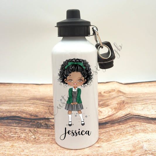 Personalised drinks bottle, school girl water bottle, customisable aluminium sports bottle, drinkware, school/nursery accessories