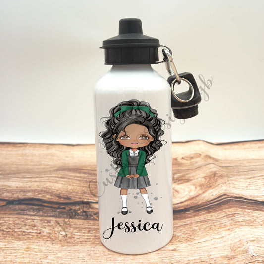 Personalised drinks bottle, school girl water bottle, customisable aluminium sports bottle, drinkware, school/nursery accessories