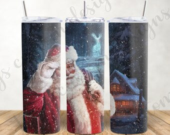 Christmas tumbler, Santa drinking cup with straw, steel drinkware, hot drink cup, cold drinks bottle, 20oz drinking cup with lid, Xmas gift