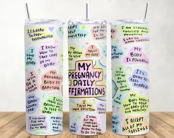 Positive pregnancy affirmations tumbler, drinking bottle with straw, 20oz stainless steel water bottle, pregnancy gift, drinkware, mum, mom