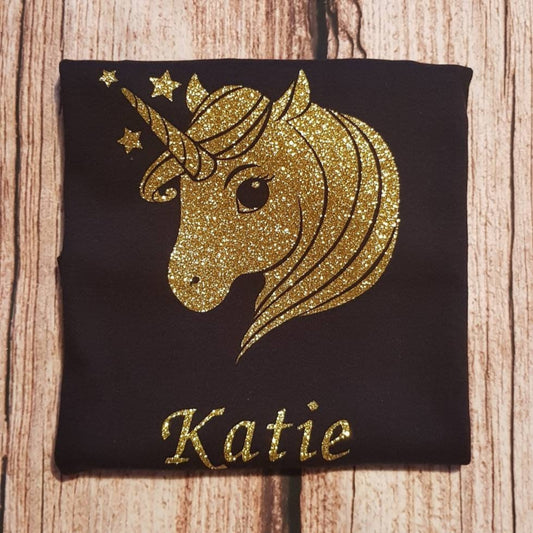 Children's unicorn tshirt, kids glitter unicorn top, child's personalised shirt, Personalised gift