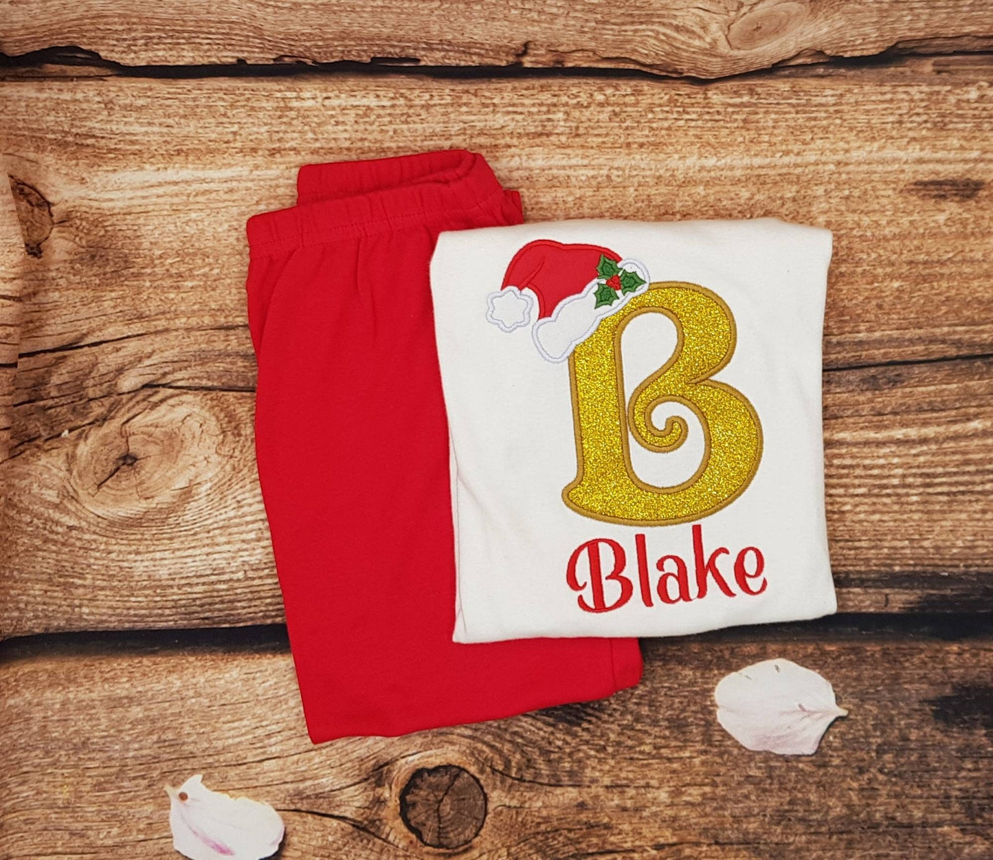 Personalised christmas pyjamas for kids, childrens xmas pjs, Childs embroidered sleepwear, loungewear, festive sleepwear, nightwear.